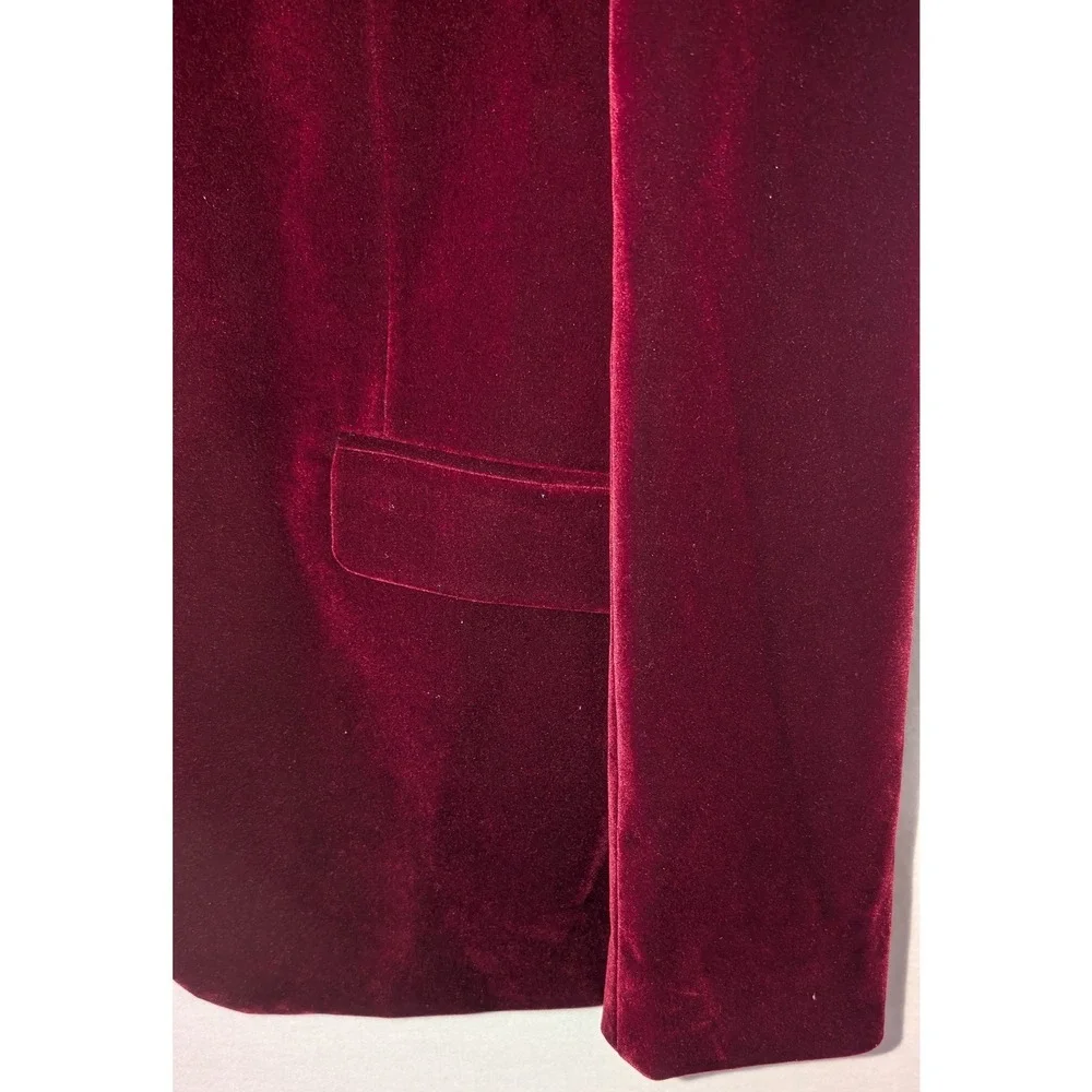 Suslo Couture Mens Burgundy Velvet Blazer Slim Fit Dinner Jacket XXL 46 VS1602-4